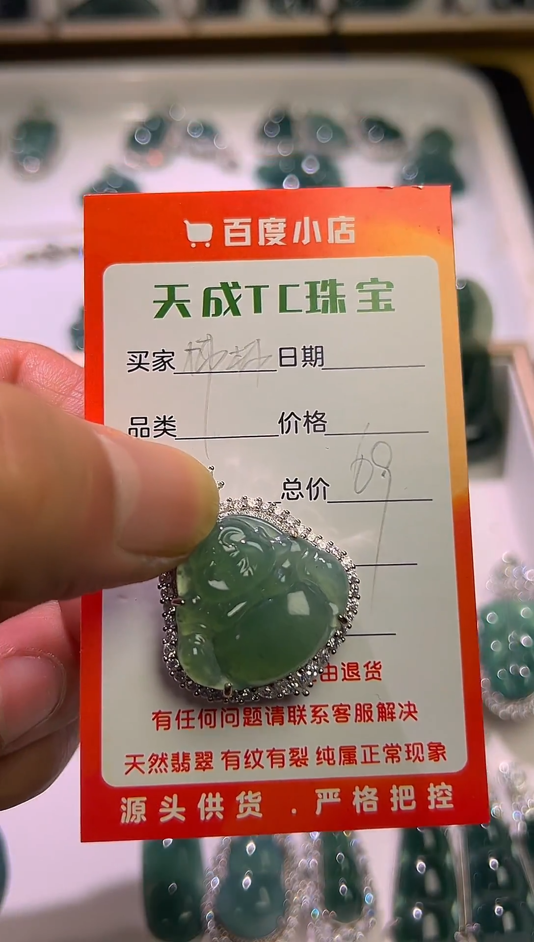 颈饰未镶嵌翡翠天然翡翠A货精品挂件