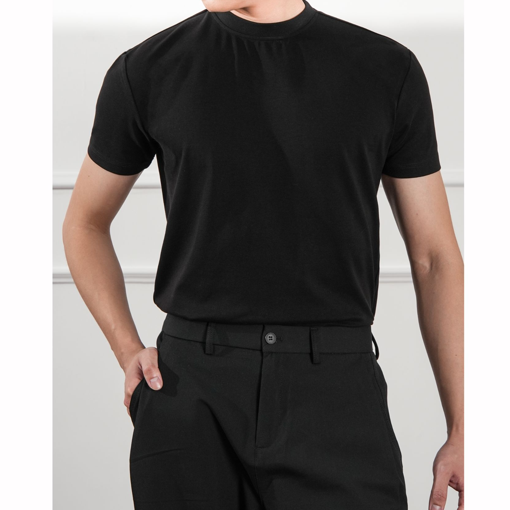 【天然纤维混纺】痞帅高级感正肩修身短袖夏季美式高街T恤-ODL10