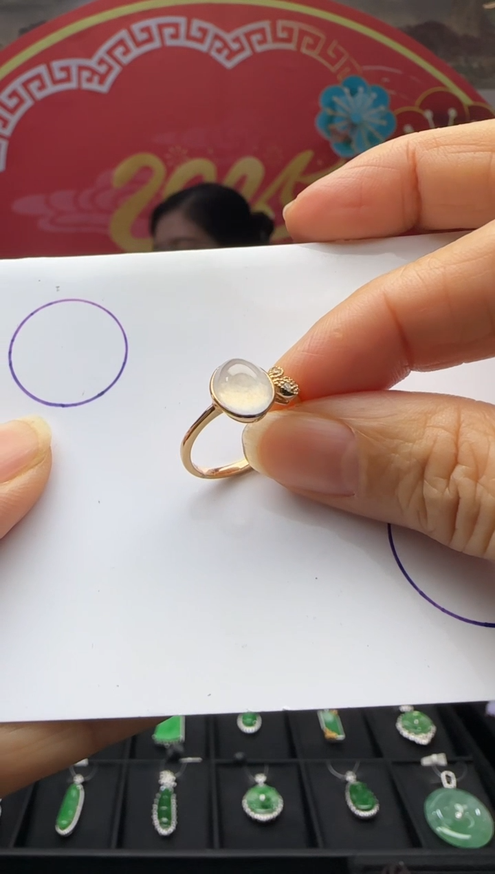 【闪购商品】翡翠戒指18K金镶嵌KK 退货扣运营费100