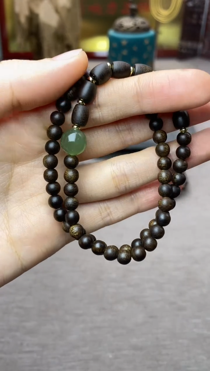 【闪购商品】沉香手串顺化紫棋05+白棋8颗 双圈沉水