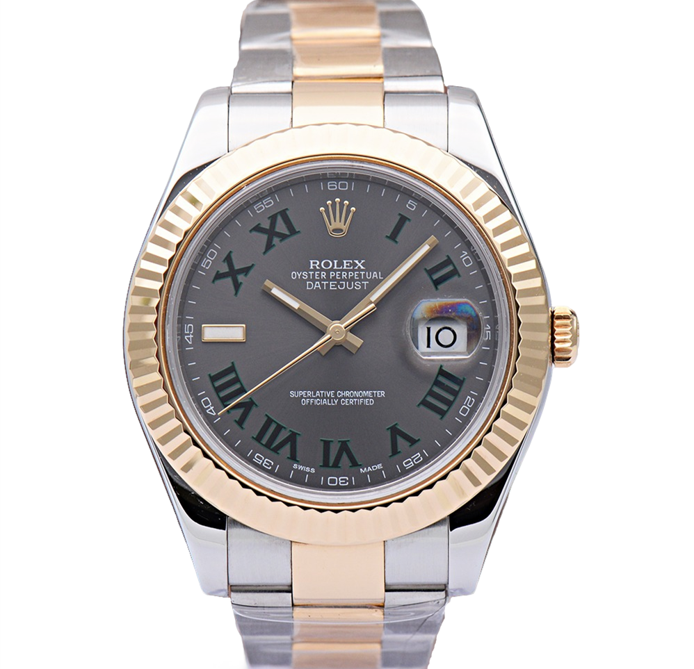 99新 Rolex/劳力士 日志型116333间黄金绿萝正品自动机械男表41mm