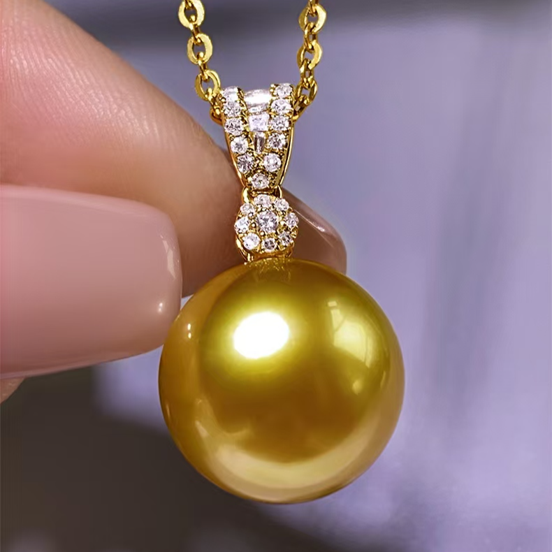 链子925银 气质时尚茶金色强光12~16M女神项链锆石镶嵌经典金镶钻