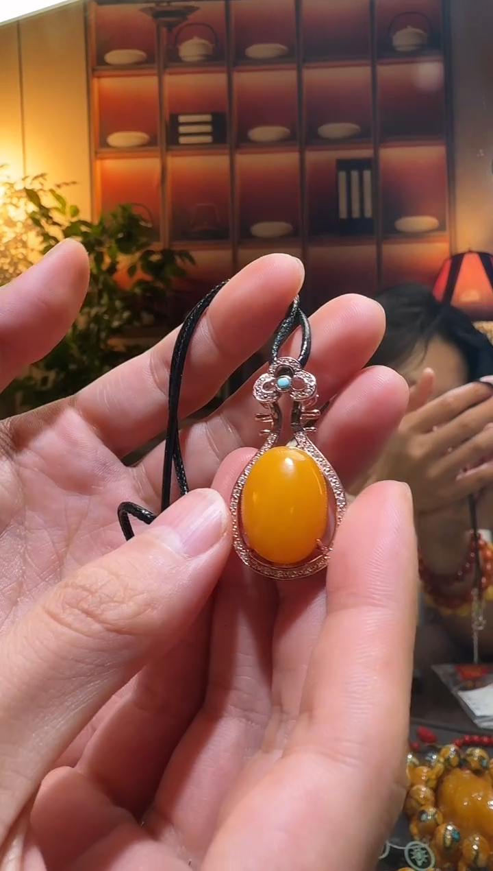 蜜蜡颈饰银S925镶嵌2033天然蜜蜡珠宝奇石