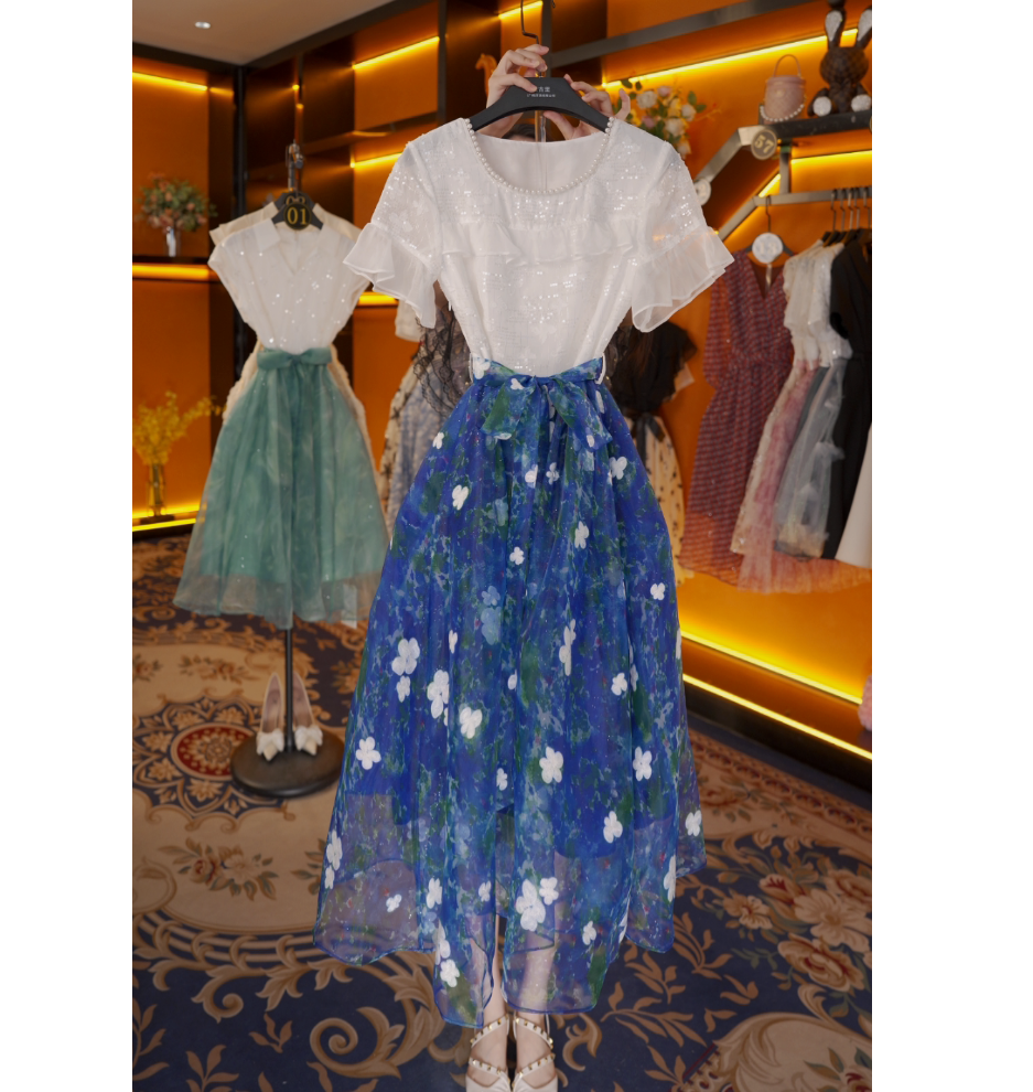 【vian专属】夏季短袖碎花设计师款气质显瘦百搭高级感连衣裙CO-327