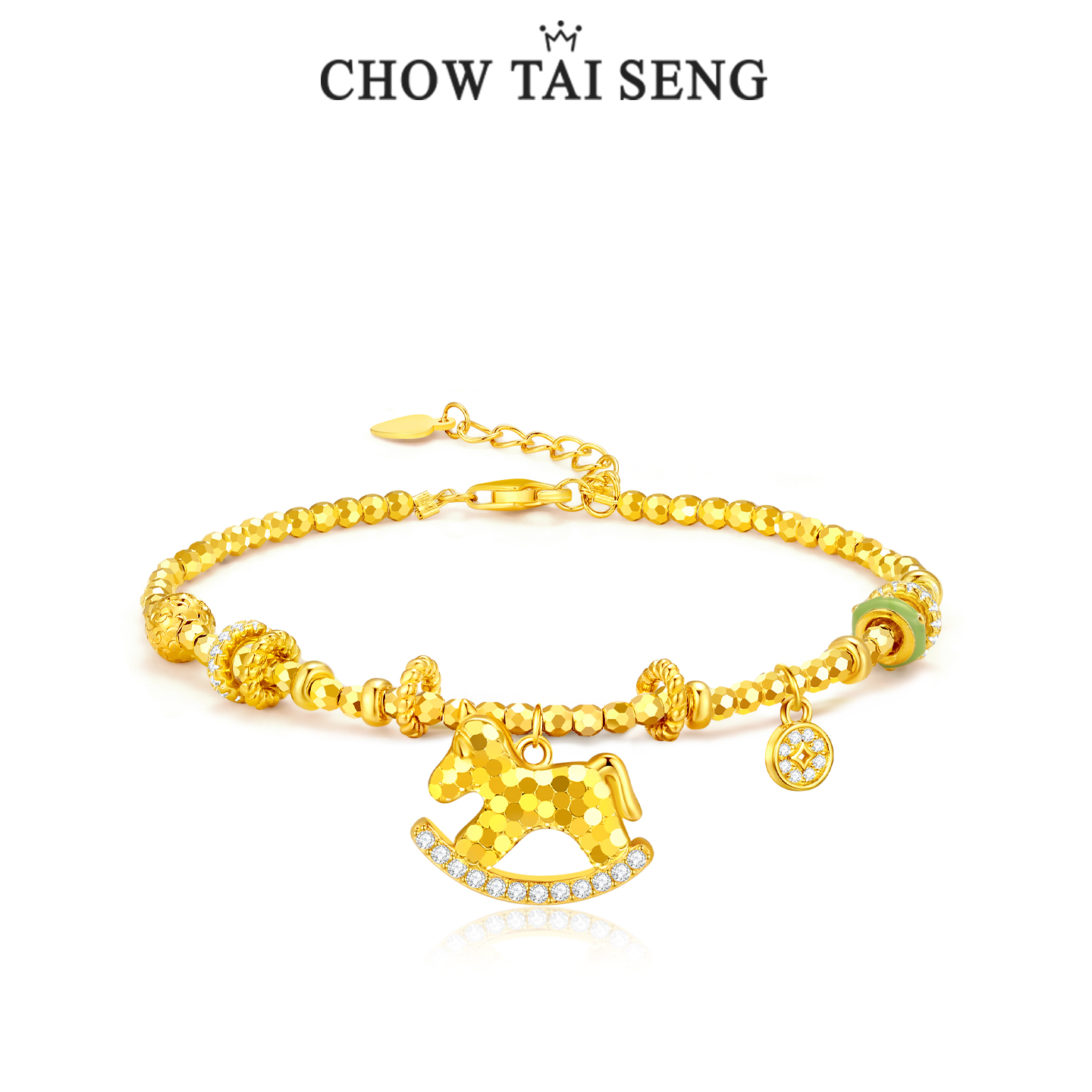 925银手链 周大生马上有钱爆闪碎碎冰小马手链轻奢送女友