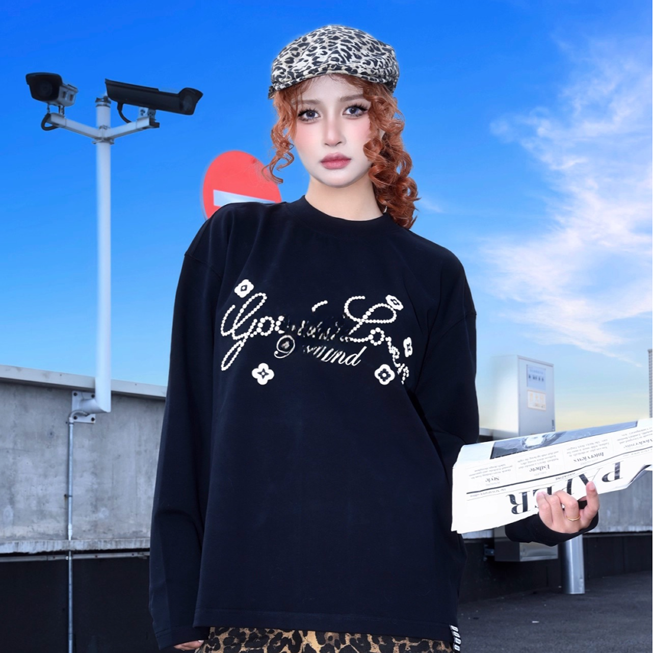 GOODBRAND 25FW 小花标语轻奢时尚长袖T恤 男女同款