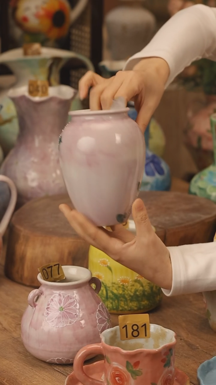 陶瓷景德镇设计师手作花器摆件侘寂风@M@172