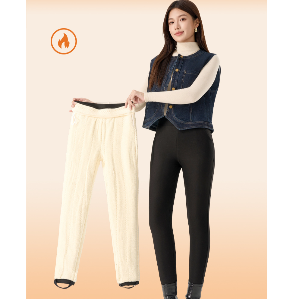 芬腾加绒加厚羊羔绒小黑裤防寒保暖时尚1021