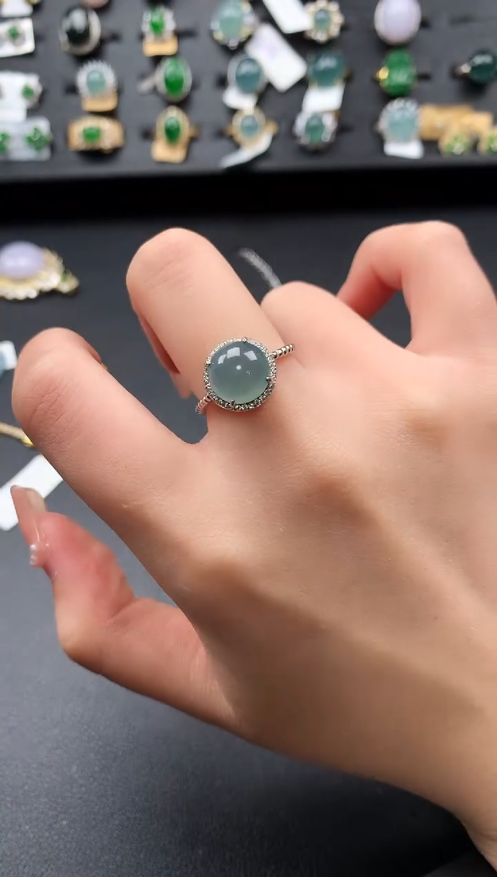 【闪购商品】翡翠戒指银S925镶嵌5124