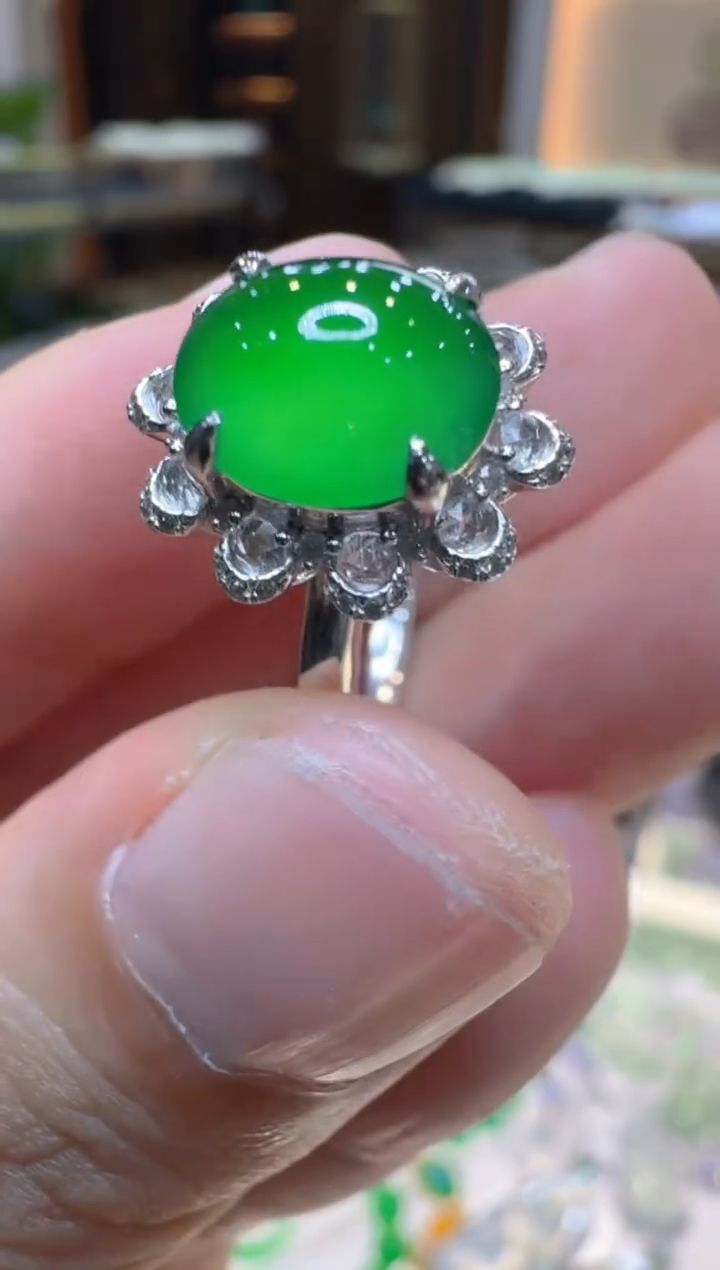 18K金镶嵌戒指翡翠多样性团购发一件