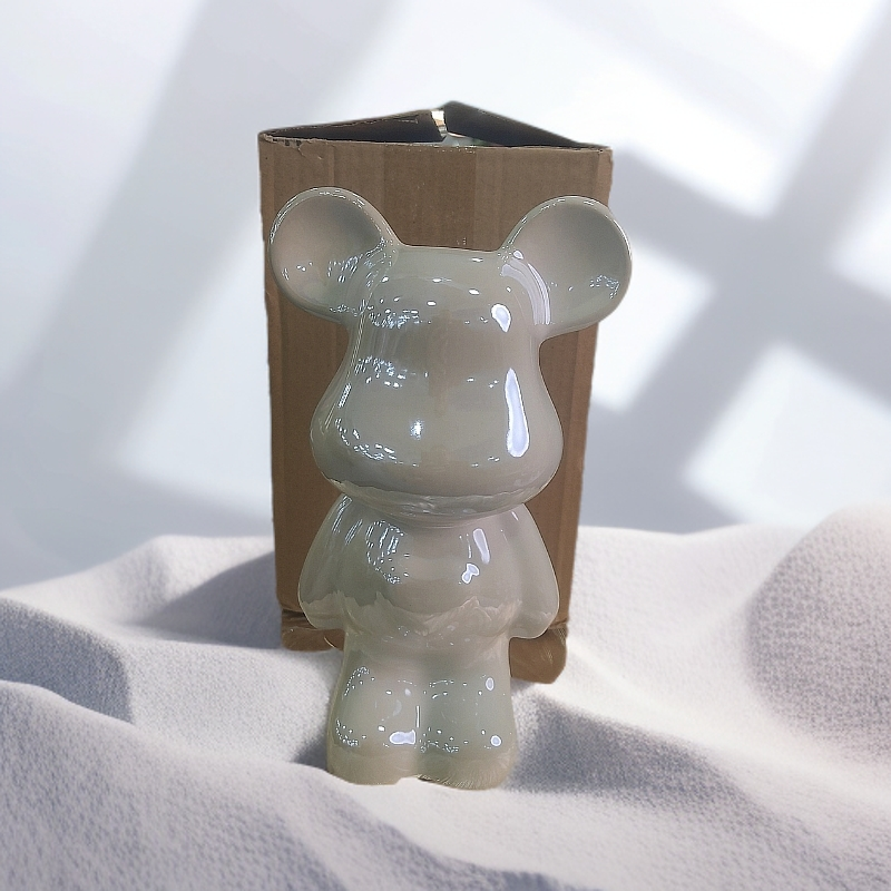 外贸孤品白色暴力熊花瓶花器
