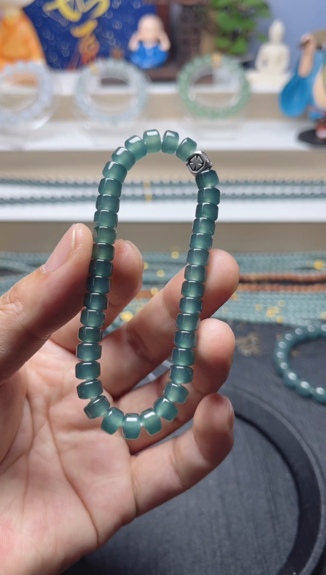 未镶嵌手串翡翠天然危地马拉翡翠A货药片手串卡7左右