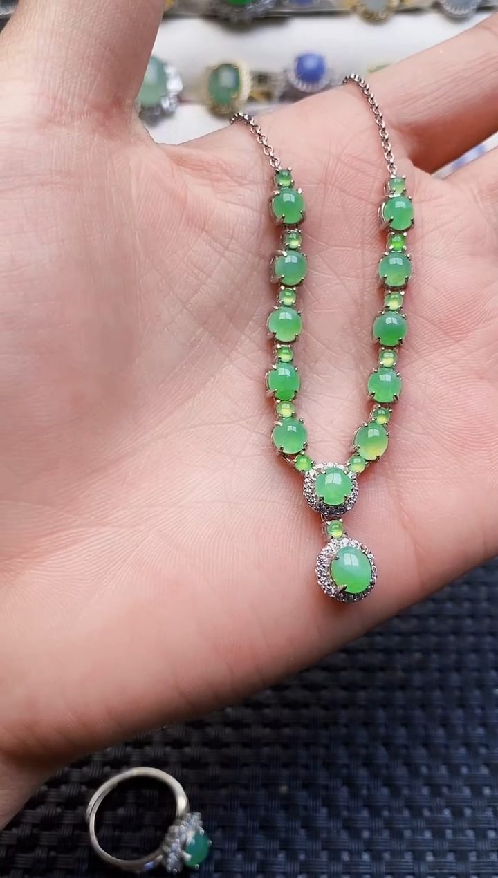 银S925镶嵌戒指翡翠3233