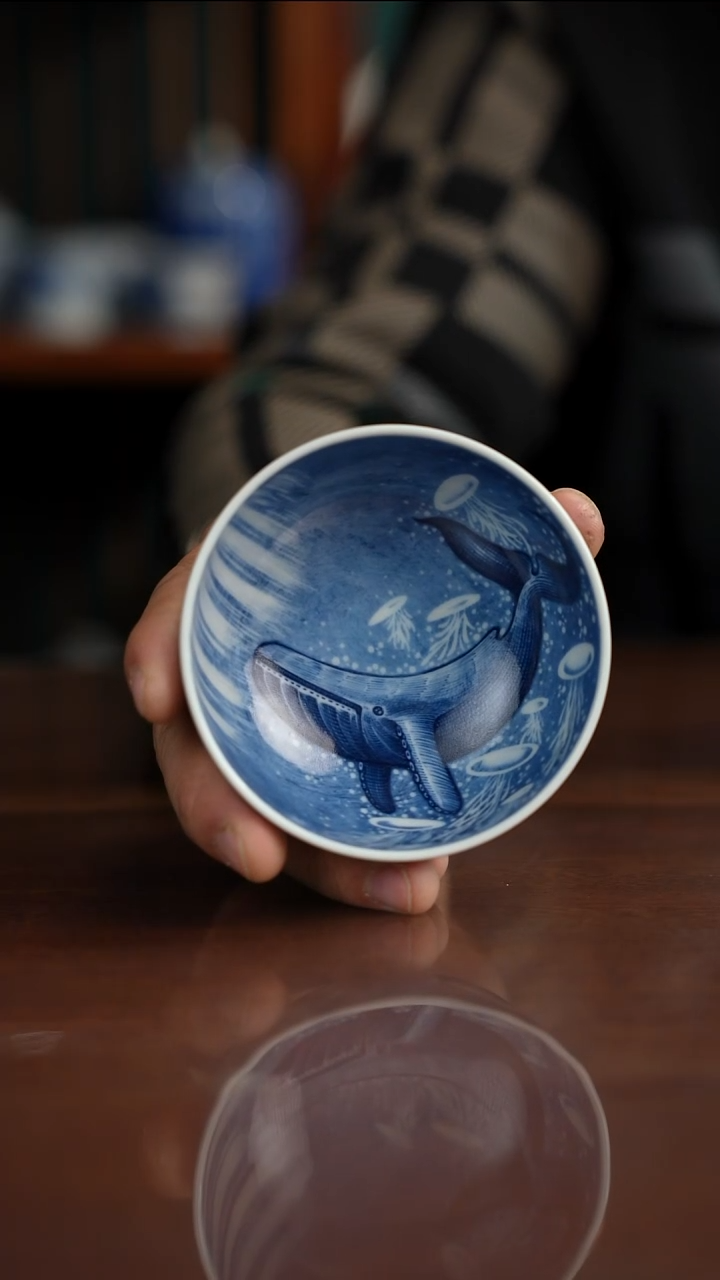 景琳藏青花生物杯