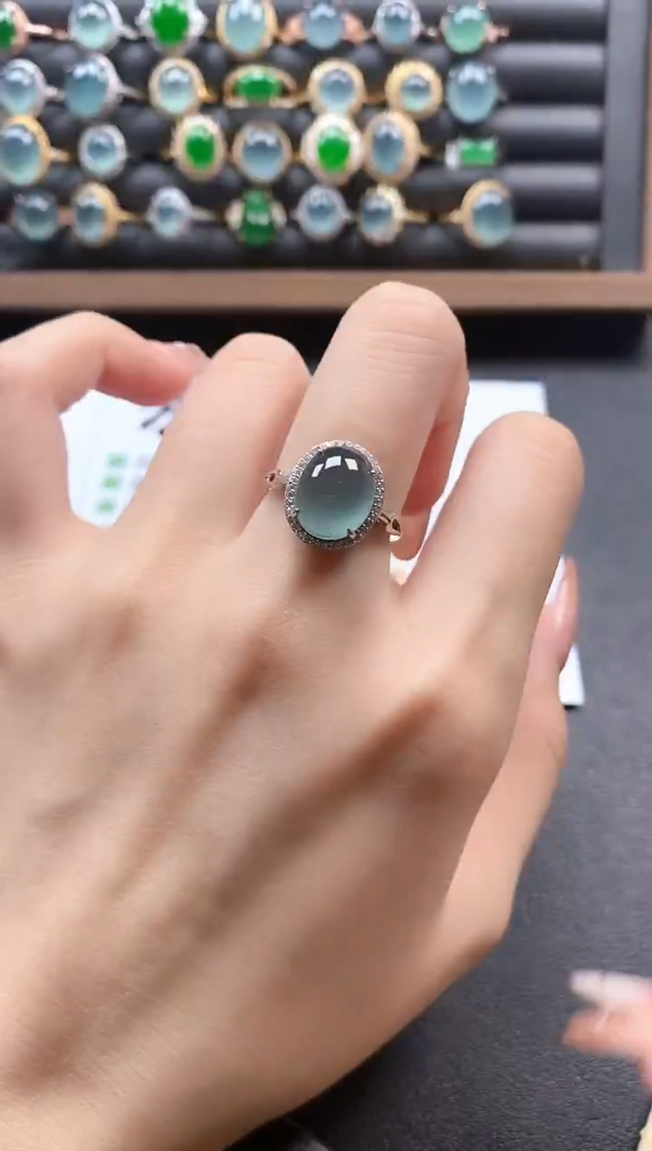 银S925镶嵌戒指翡翠51511