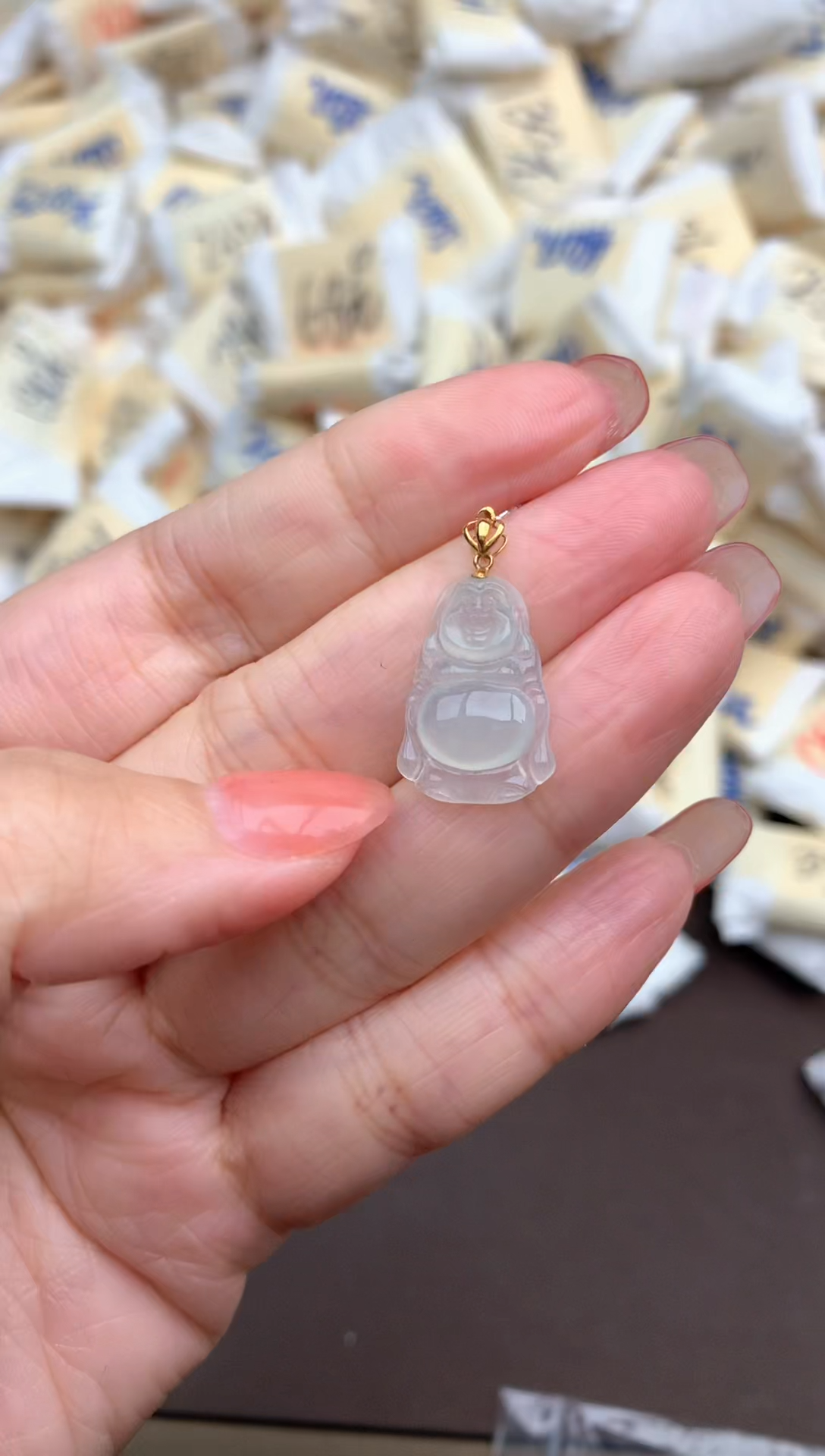 【闪购商品】翡翠挂件18K金镶嵌一