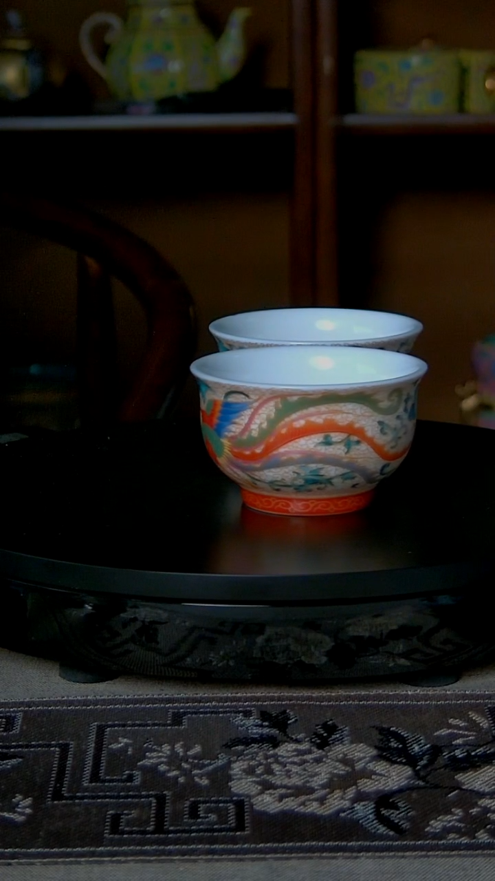 我**我景德镇珐琅彩手工龙凤2杯