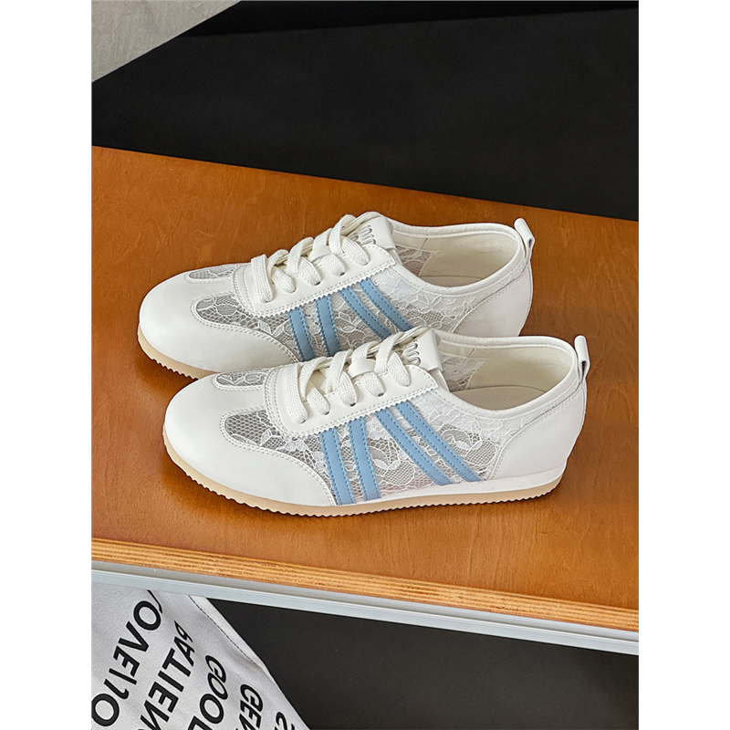 夏季网面透气爆款德训鞋女2025新款鞋子平底软底运动鞋小白鞋女鞋