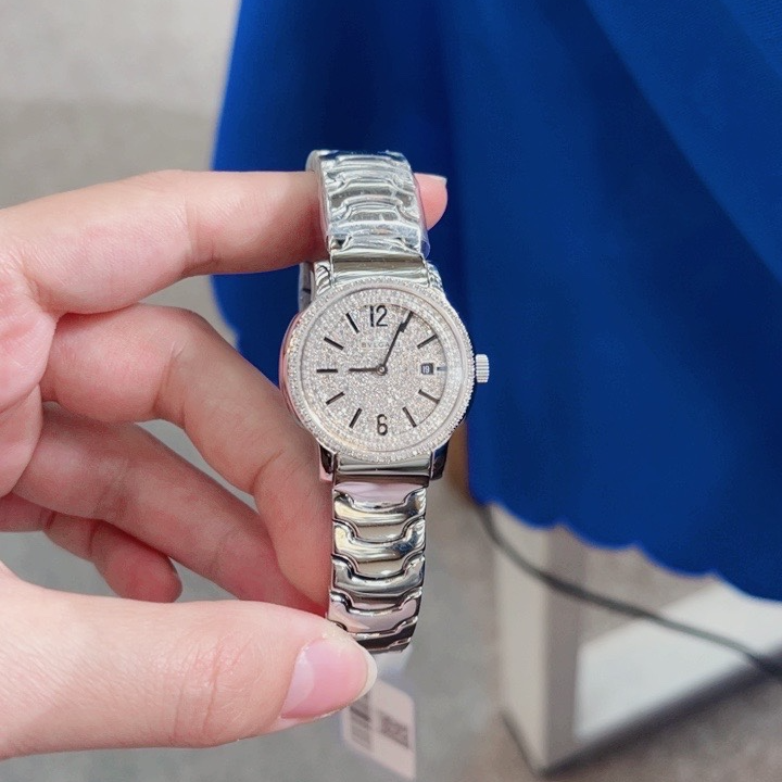 99新 BVLGARI/宝格丽 表展/29mm精钢后满钻腕表/WHT022985