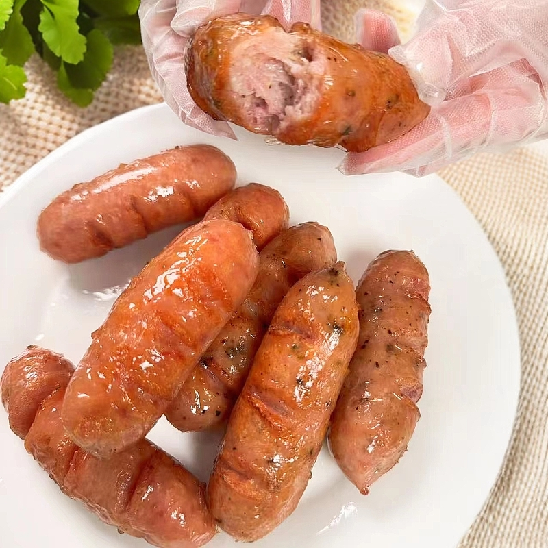 地道猪肉烤肠原味黑胡椒味热狗肠皮脆肉香空气炸锅烧烤BBQ