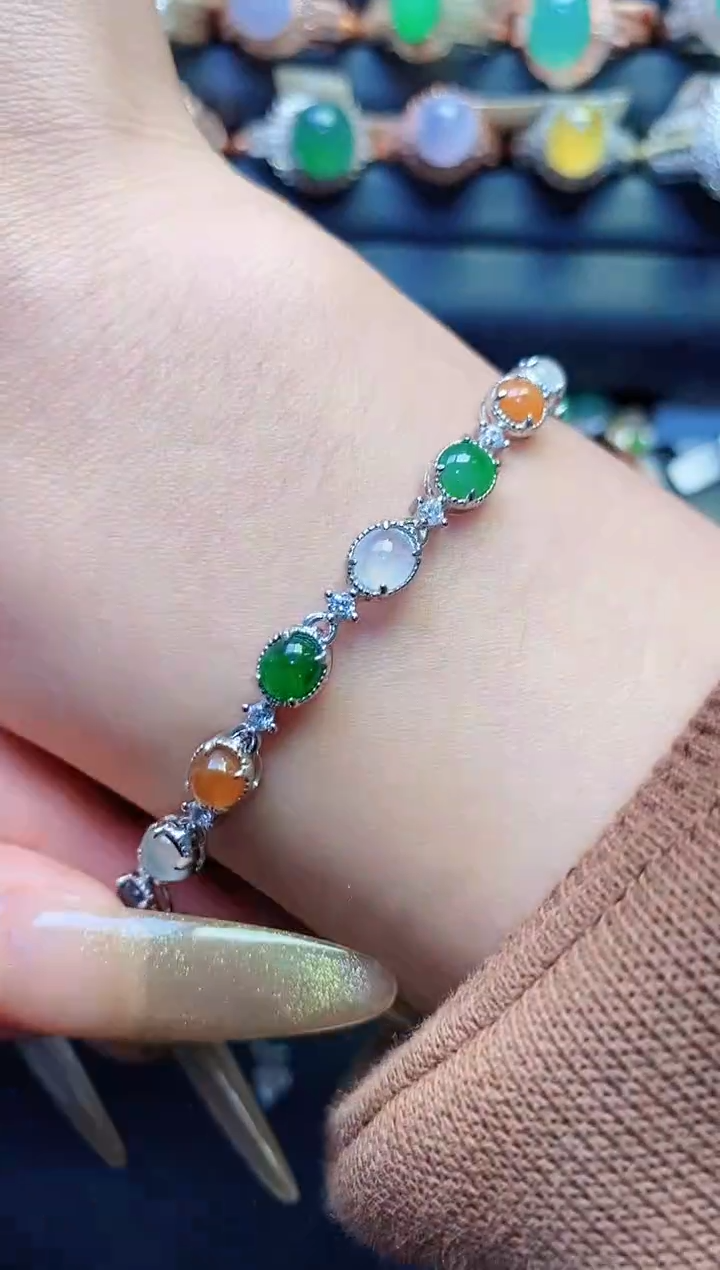 银S925镶嵌戒指翡翠天然