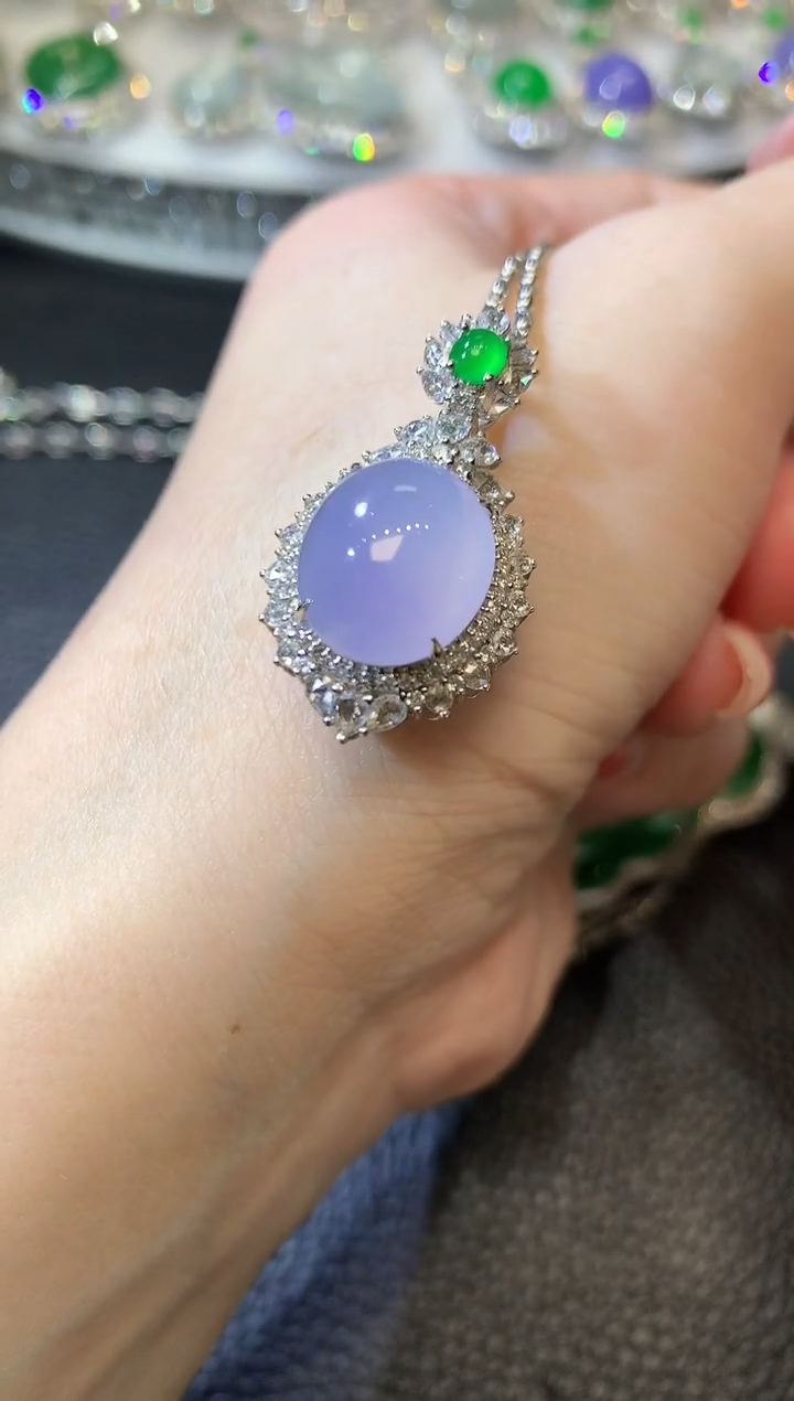 【闪购商品】翡翠吊坠(不含链)18K金镶嵌D9 紫货有一定色差