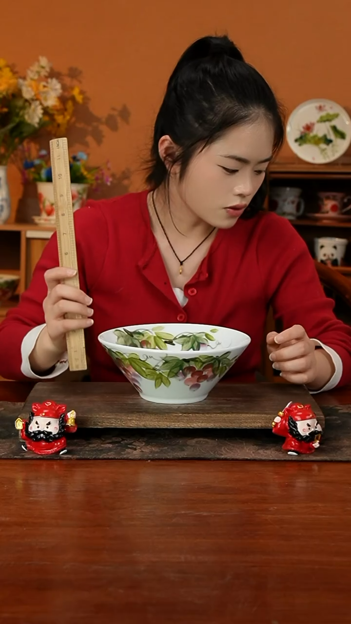 景德镇手绘釉中彩（食品级）大斗笠面碗