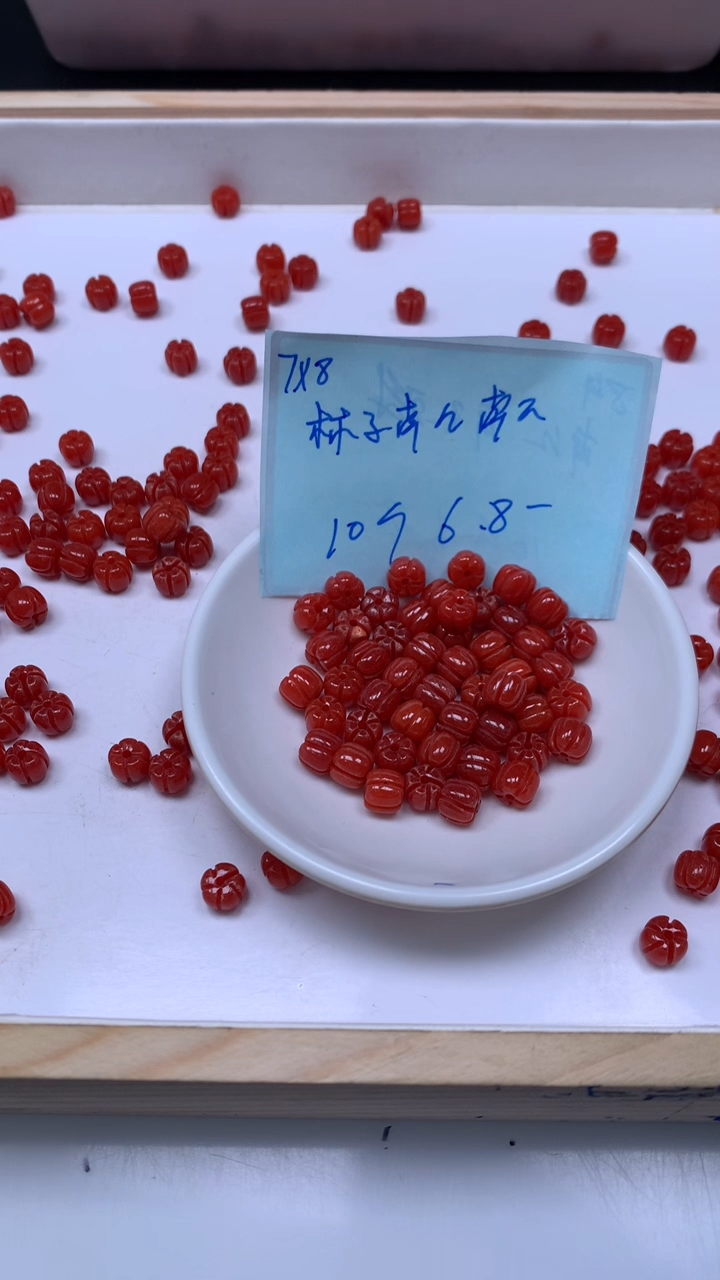 未镶嵌散珠南红玛瑙M526 南红 南瓜7*8mm10个6.8元