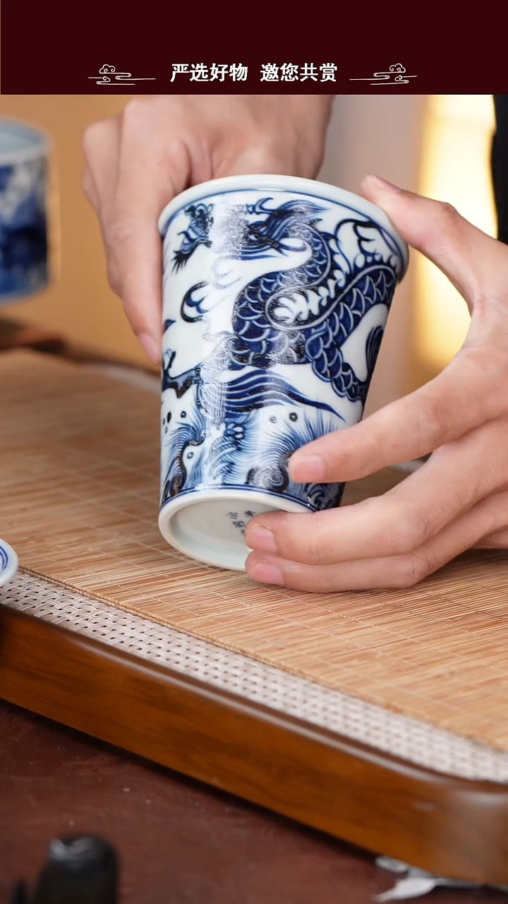 手工手绘青花高温可乐杯