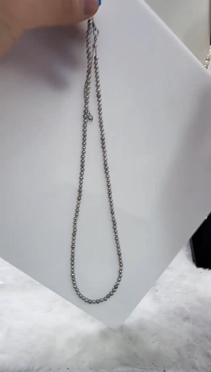 【闪购商品】海水珍珠DA银S925镶嵌灰珠串 t766