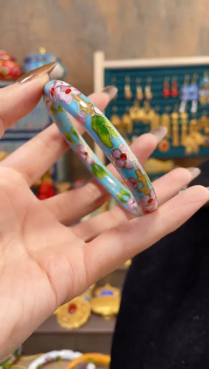 【闪购商品】非遗景泰蓝细棍镯天蓝