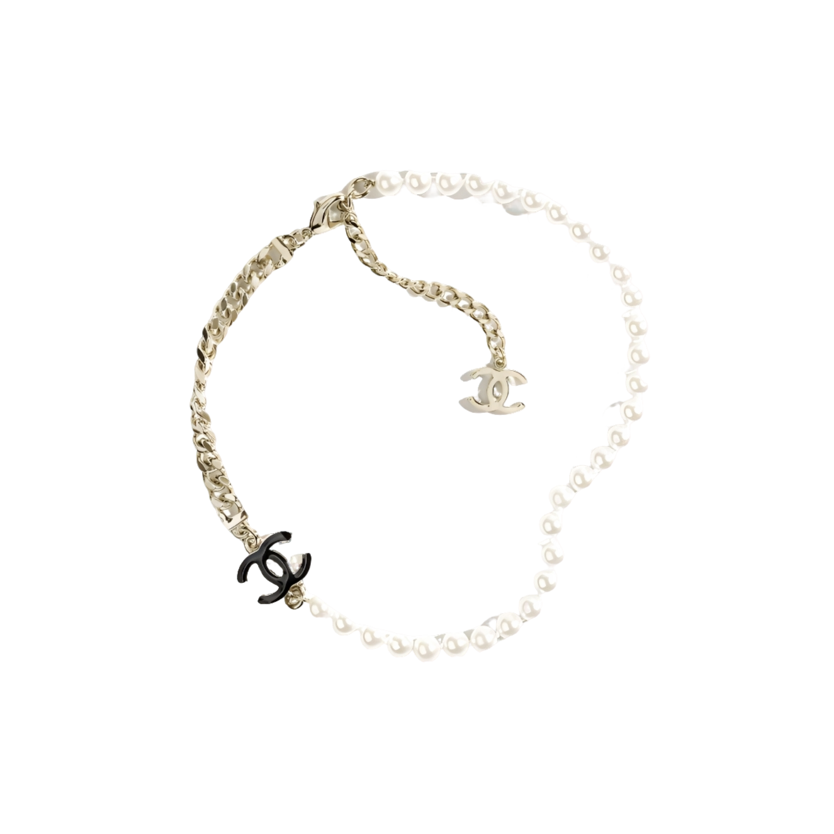 99新 Chanel/香奈儿 汤//双C 古巴链拼接链条 项链83191