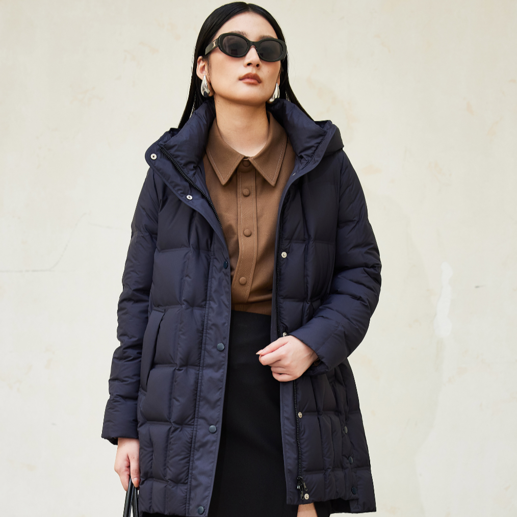 羽绒服女款爆款2025新款正品中长款大气保暖外套高级鹅绒H25813