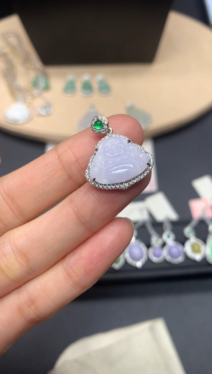【闪购商品】翡翠吊坠(不含链)银S925镶嵌佛公【多样性发其一】