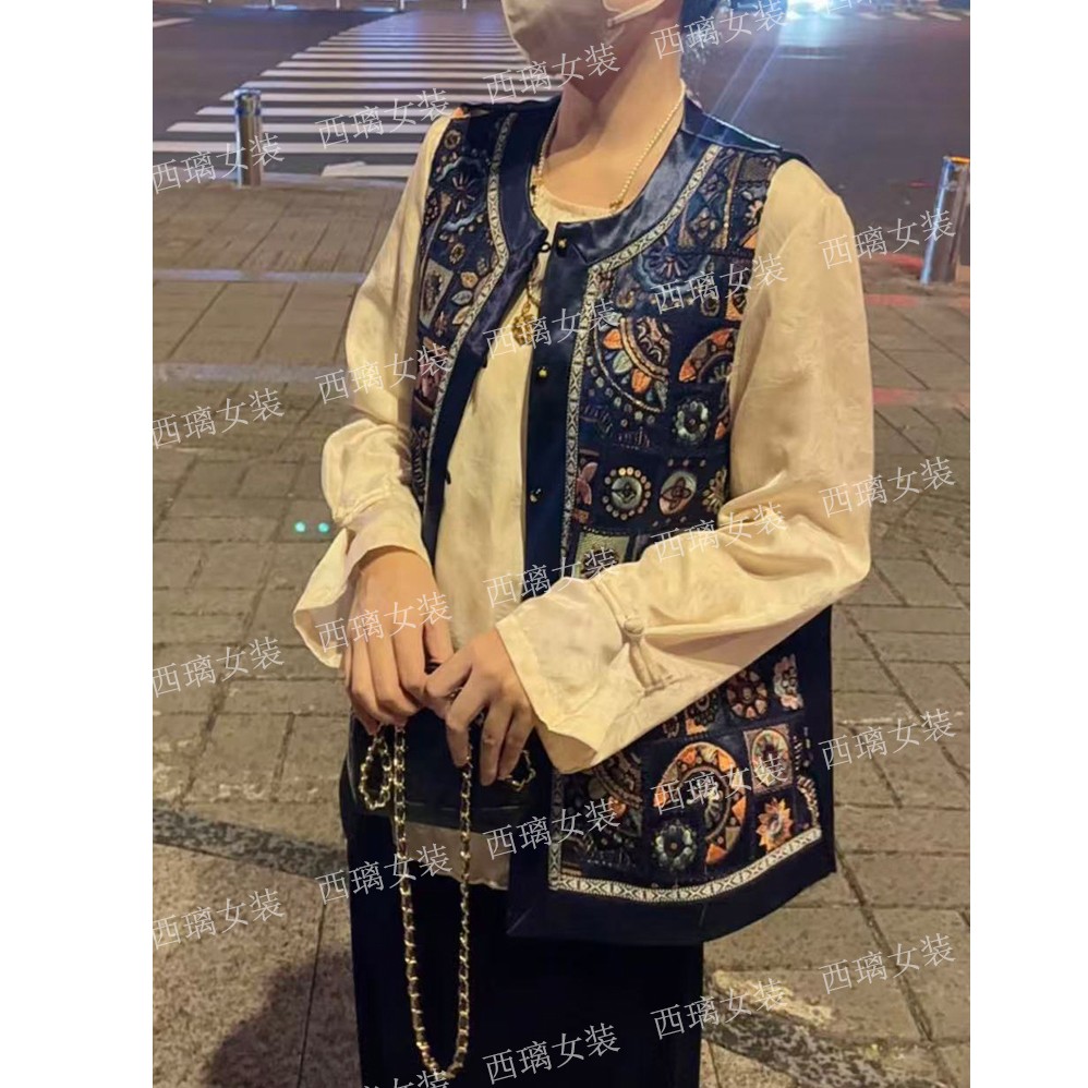 【芸见花开】刺绣宽松新中式中国风马甲女士坎肩民族风马夹复古秋季