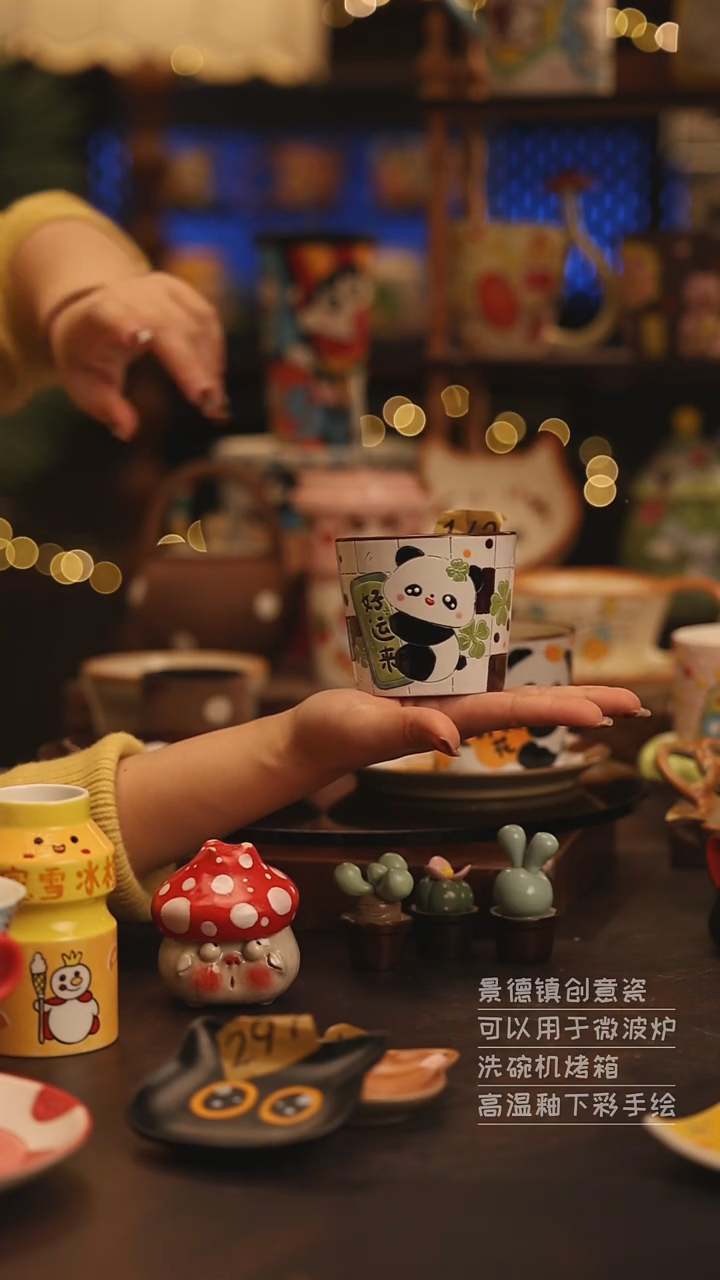 陶瓷景德镇可爱陶瓷釉下彩绘设计师款