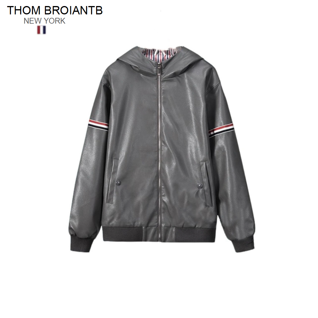 THOM BROIANTB【官方正品】TB双袖织带皮衣四条杠简约高级