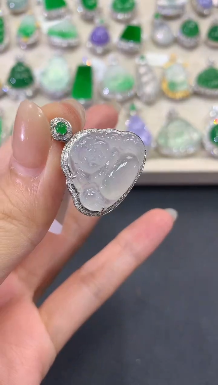 【闪购商品】翡翠吊坠(不含链)18K金镶嵌q36       