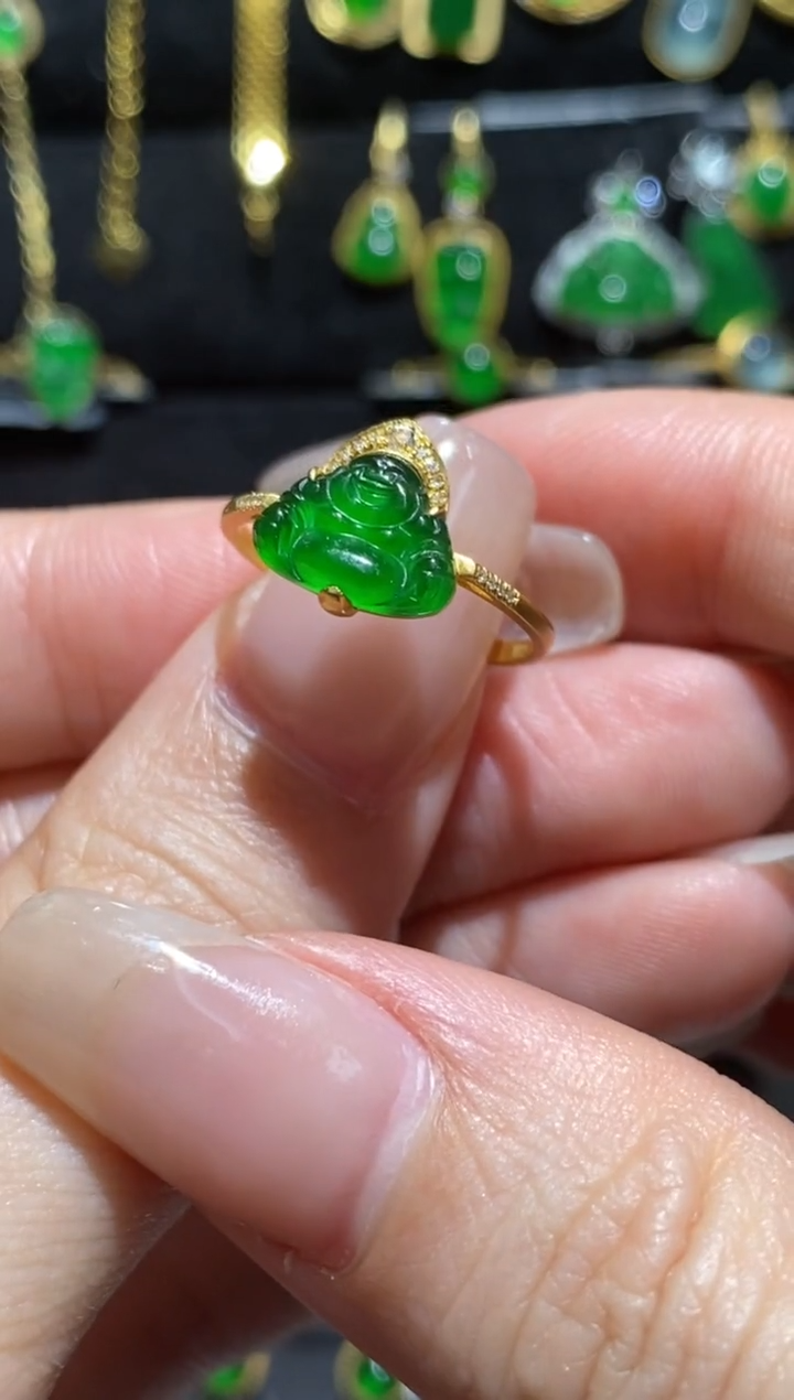 【闪购商品】翡翠戒指18K金镶嵌戒指