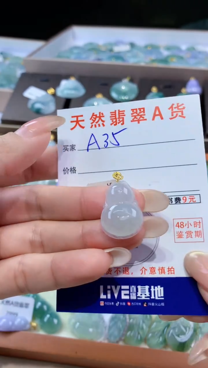 颈饰18K金镶嵌翡翠天然翡翠A货挂件