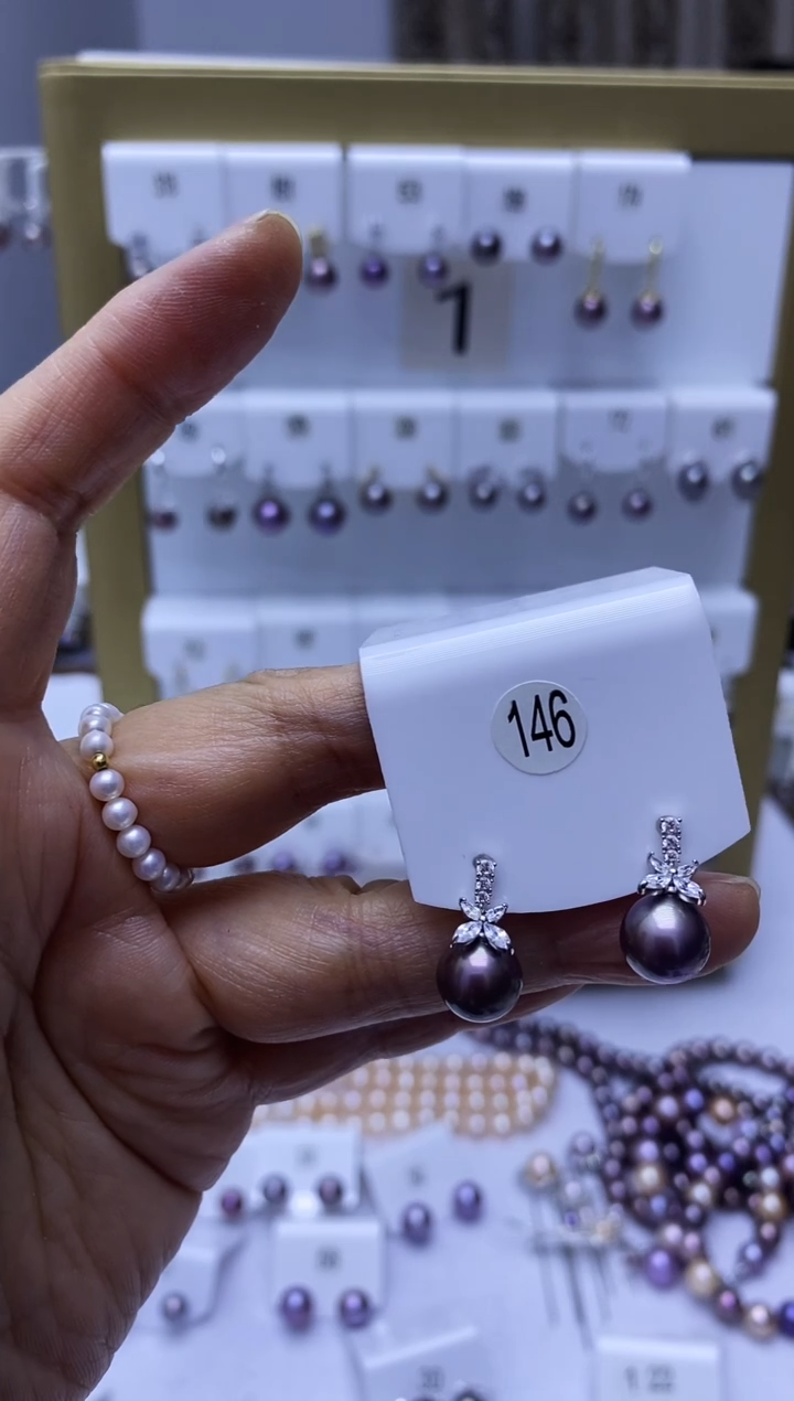 银S925镶嵌耳饰淡水珍珠146