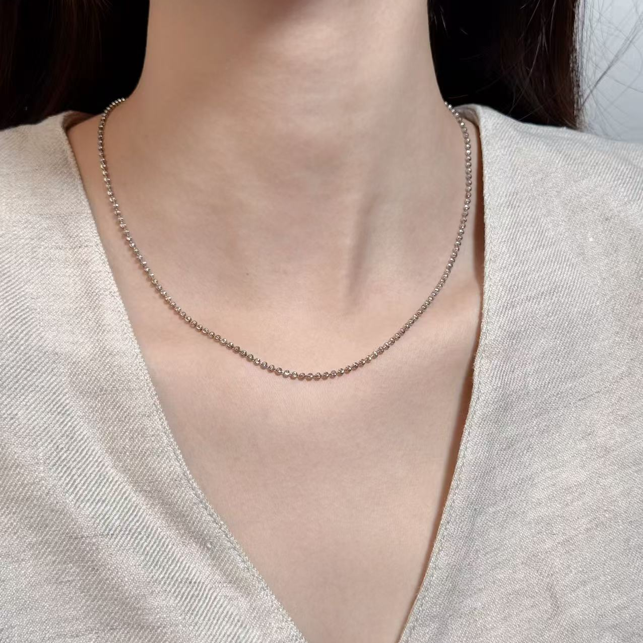 早兰 链子925银 【银闪闪项链】气质轻奢时尚百搭抽拉链