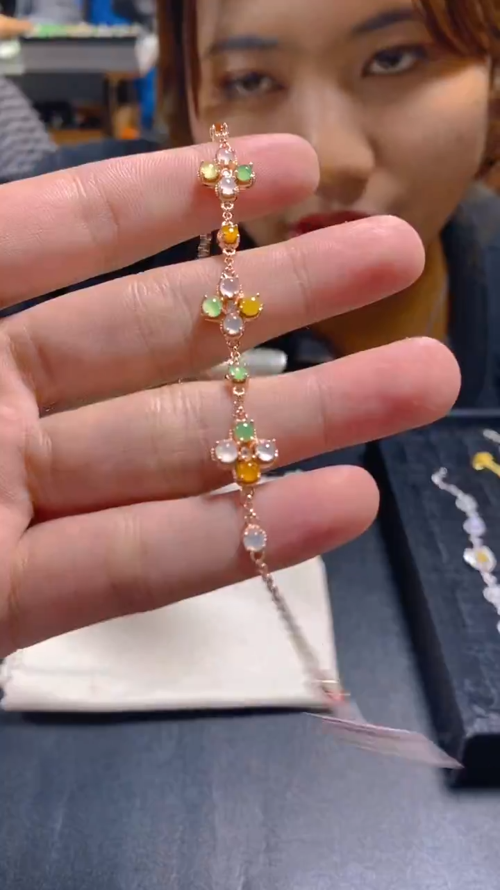 【闪购商品】翡翠手链银S925镶嵌0347117781多样性发一