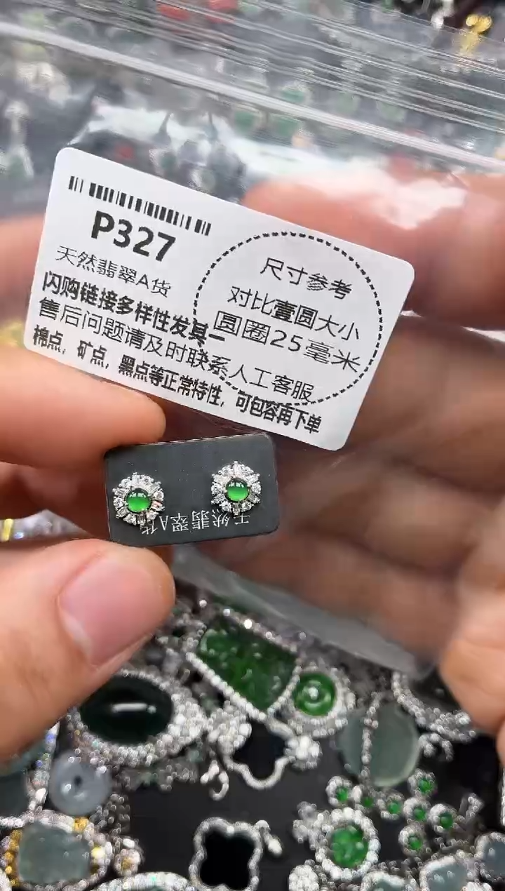 颈饰未镶嵌翡翠P327耳钉