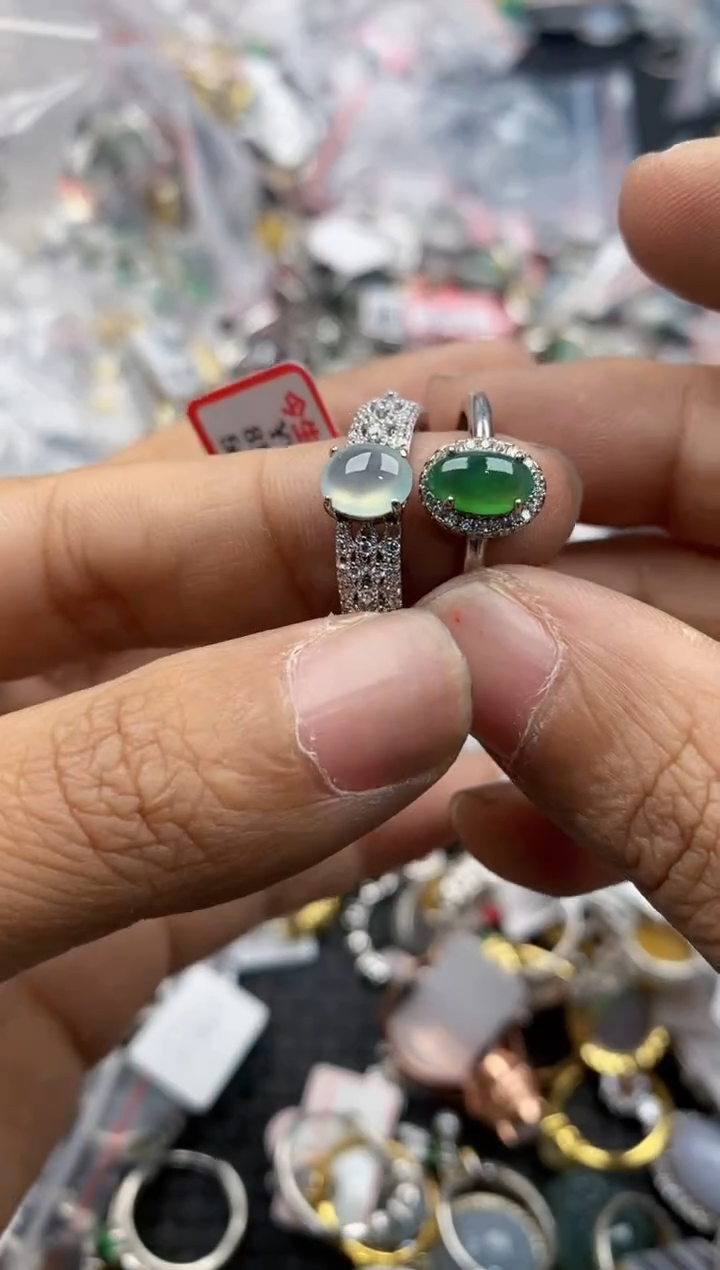 银S925镶嵌戒指翡翠161616----4