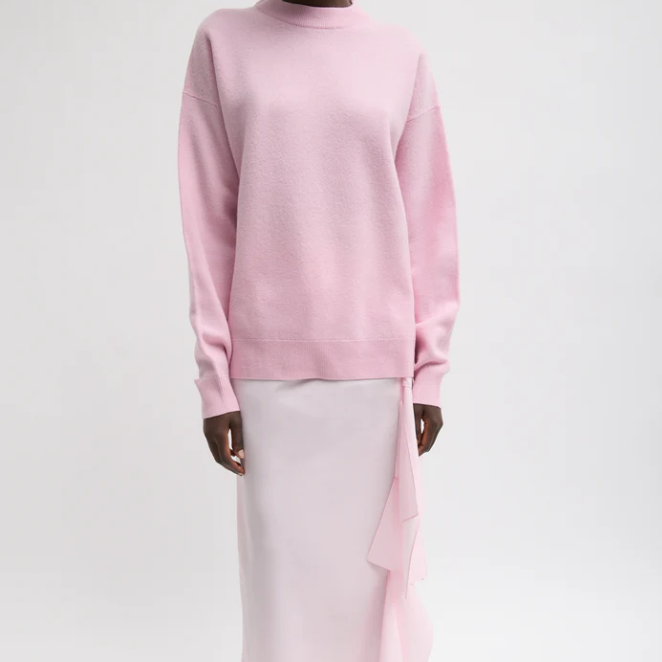 TIBI tb 25新款粉色毛衣长袖休闲圆领