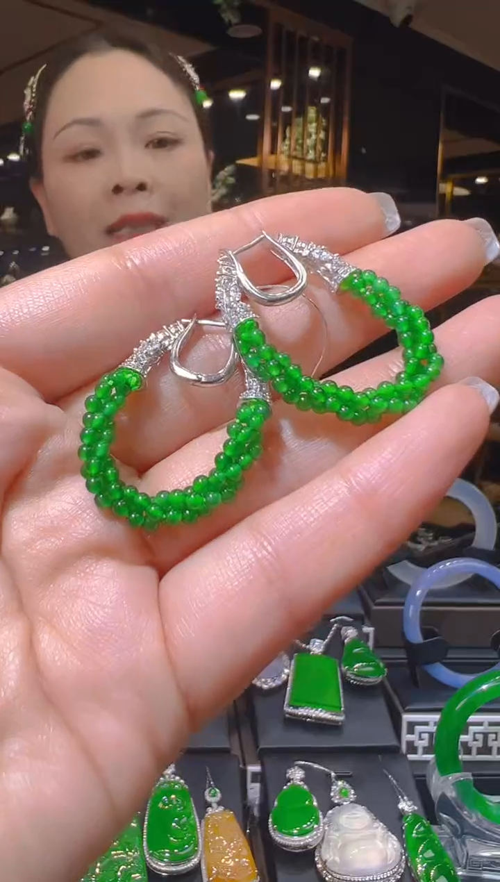 【闪购商品】翡翠耳饰银S925镶嵌101（多样性发货）