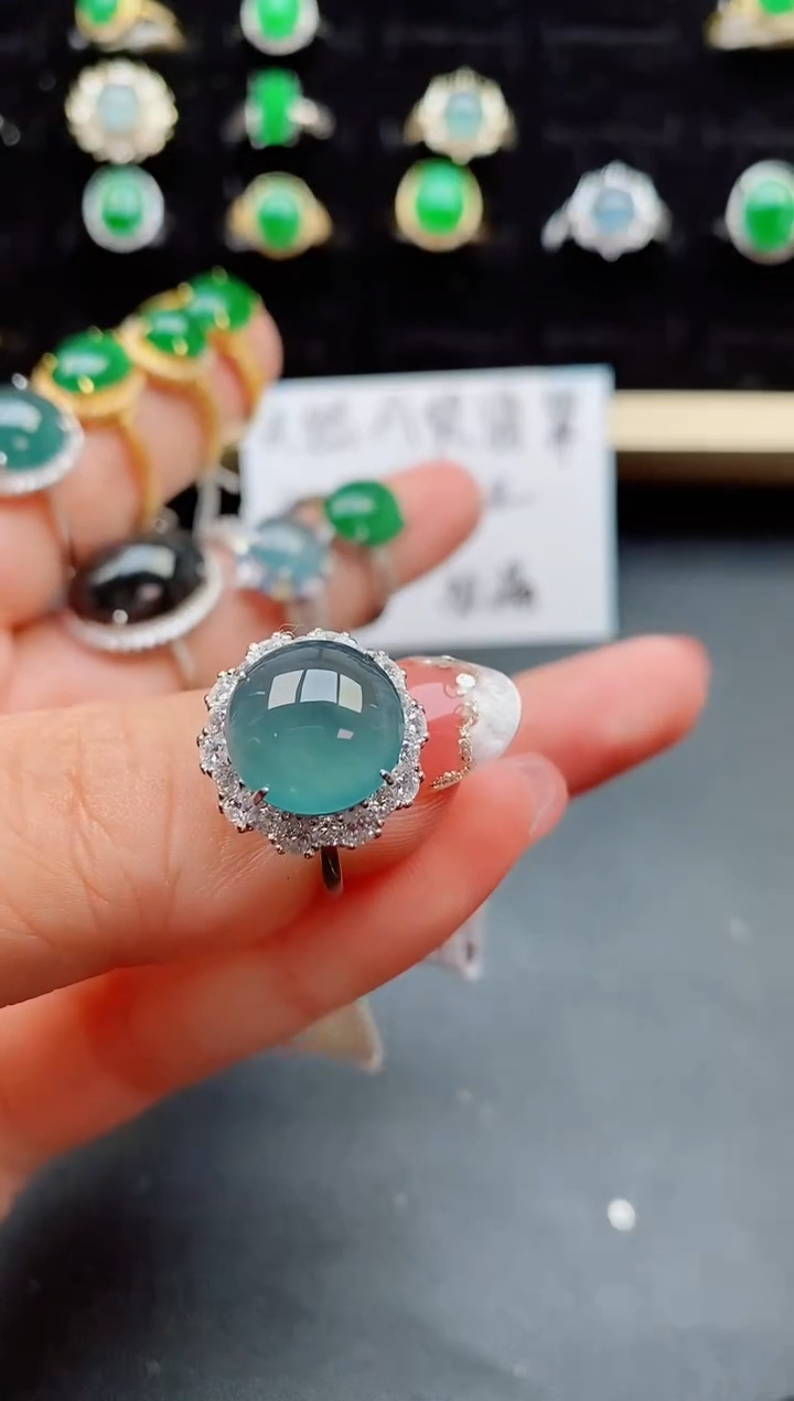 【闪购商品】翡翠戒指银S925镶嵌50800