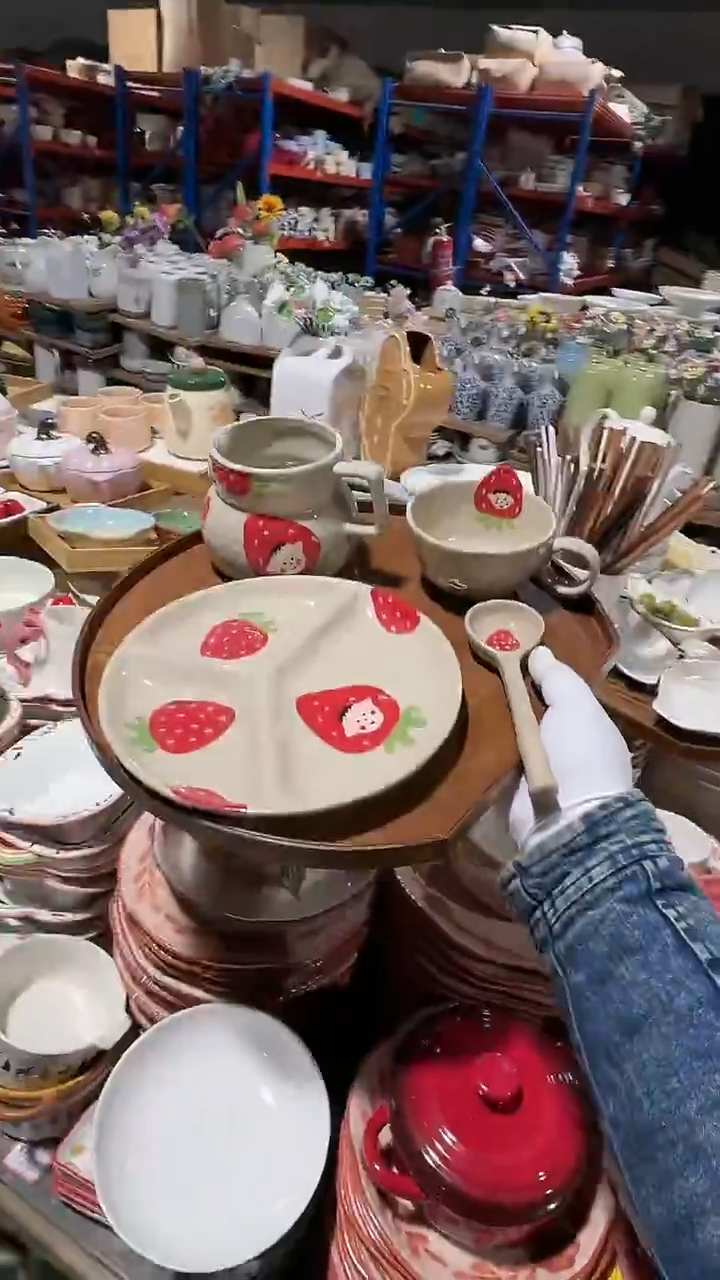 陶瓷4件套粗陶草莓 微瑕凑满20元包邮