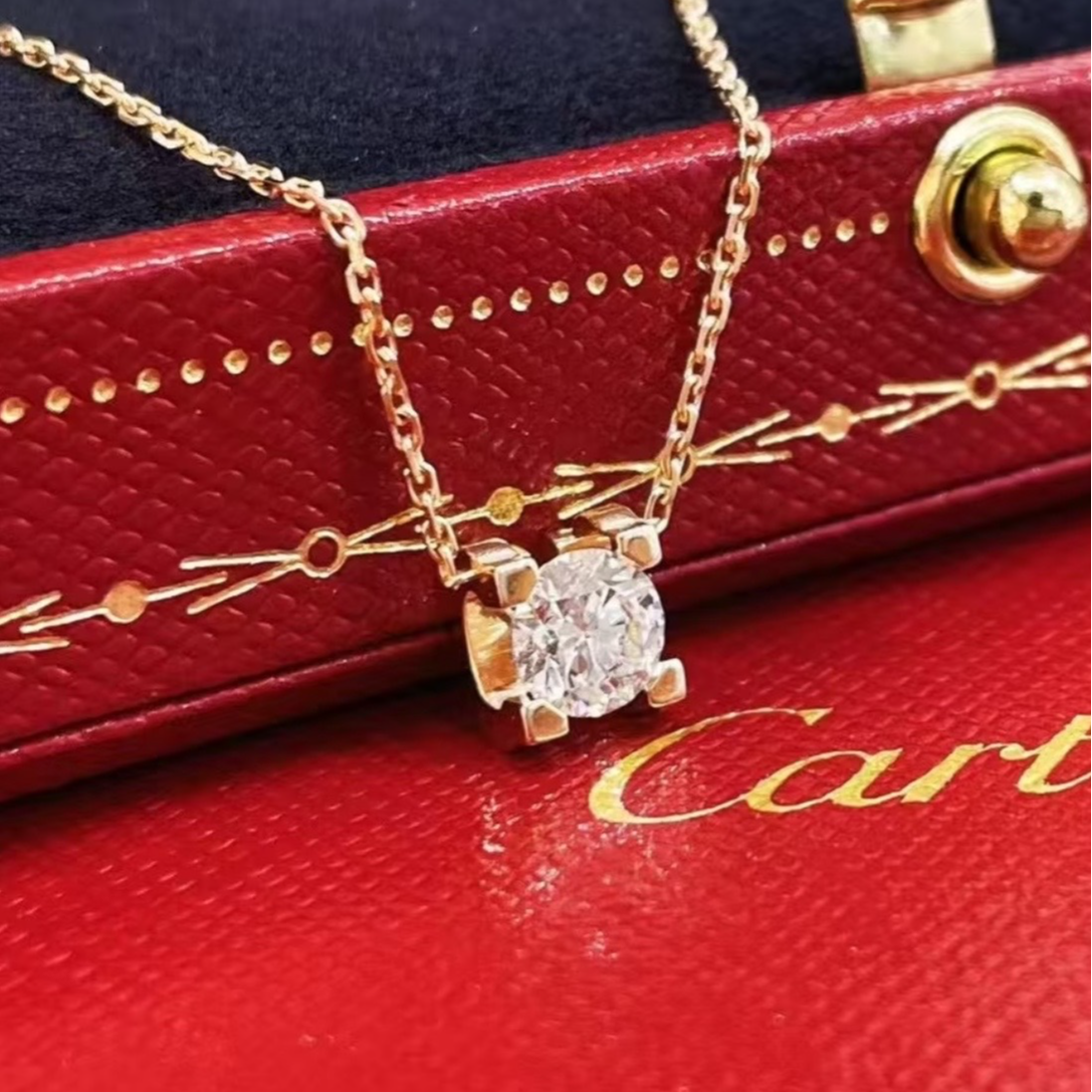 99新 Cartier/卡地亚 【念念】 牛头钻石项链 1.19gH色 VVS1玫瑰金